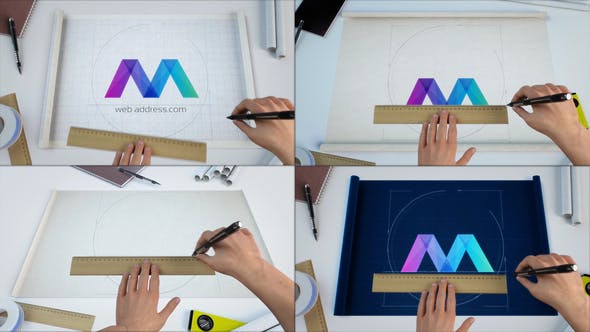 Blueprint Scroll Logo Reveal Bundle - 8